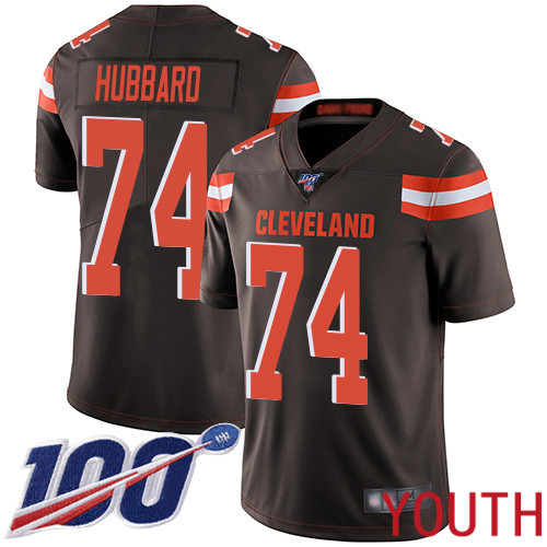 Cleveland Browns Chris Hubbard Youth Brown Limited Jersey #74 NFL Football Home 100th Season Vapor Untouchable->youth nfl jersey->Youth Jersey